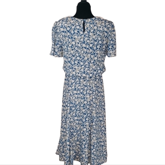 Vintage 70s Starlo Womens Blue Floral Lace Long‎ Maxi Dress sz 9/10 Cottagecore - Picture 6 of 14